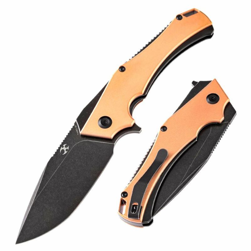 Hellx T1008C1 Folding Tactical Knife with Red Copper Handle Black TiCn Coated D2 Blade Copper | Folding Pocket Knives