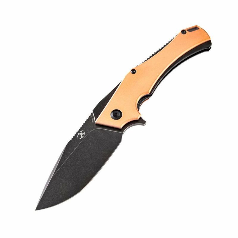 Hellx T1008C1 Folding Tactical Knife with Red Copper Handle Black TiCn Coated D2 Blade Copper | Folding Pocket Knives