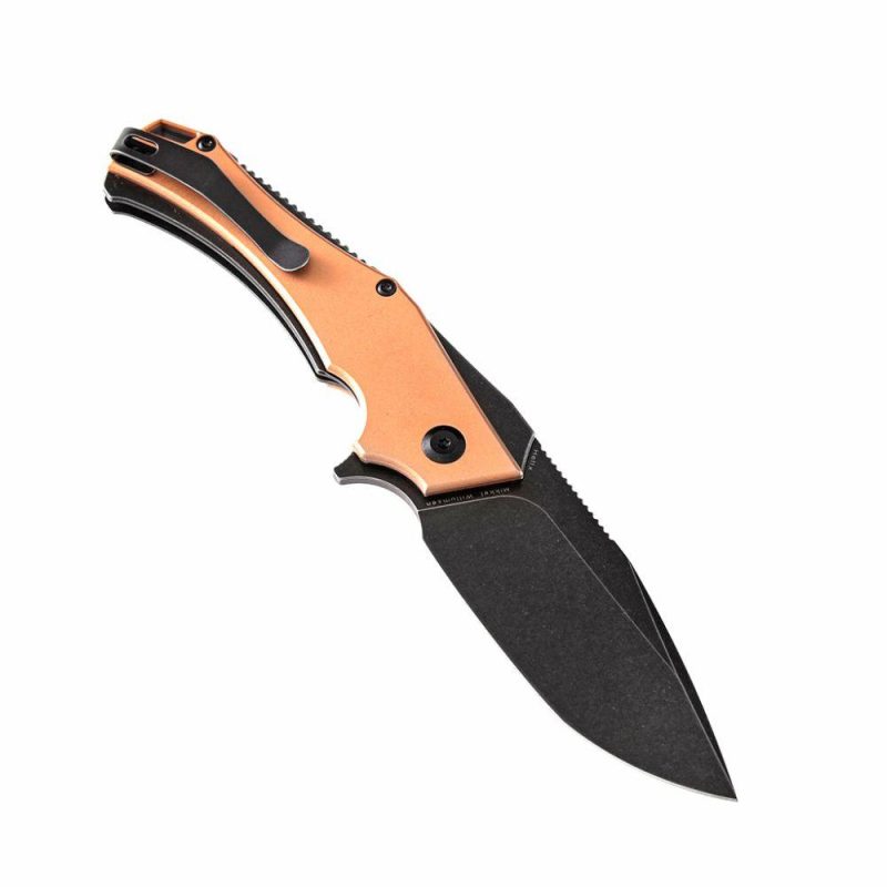 Hellx T1008C1 Folding Tactical Knife with Red Copper Handle Black TiCn Coated D2 Blade Copper | Folding Pocket Knives