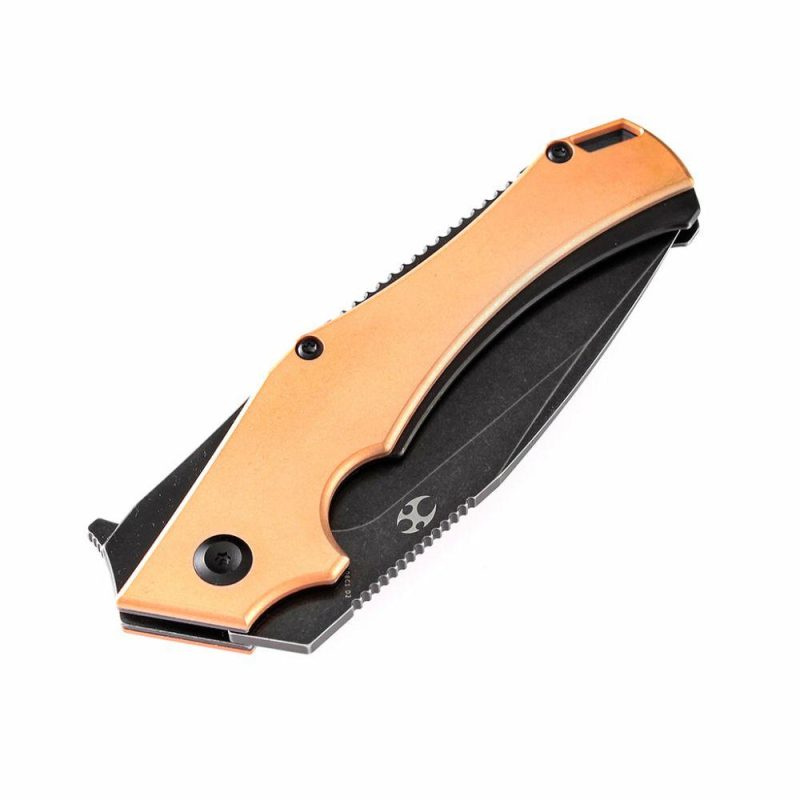 Hellx T1008C1 Folding Tactical Knife with Red Copper Handle Black TiCn Coated D2 Blade Copper | Folding Pocket Knives