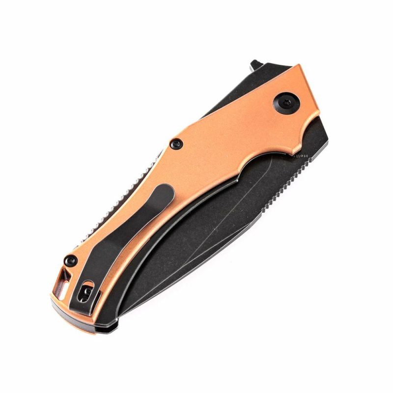 Hellx T1008C1 Folding Tactical Knife with Red Copper Handle Black TiCn Coated D2 Blade Copper | Folding Pocket Knives