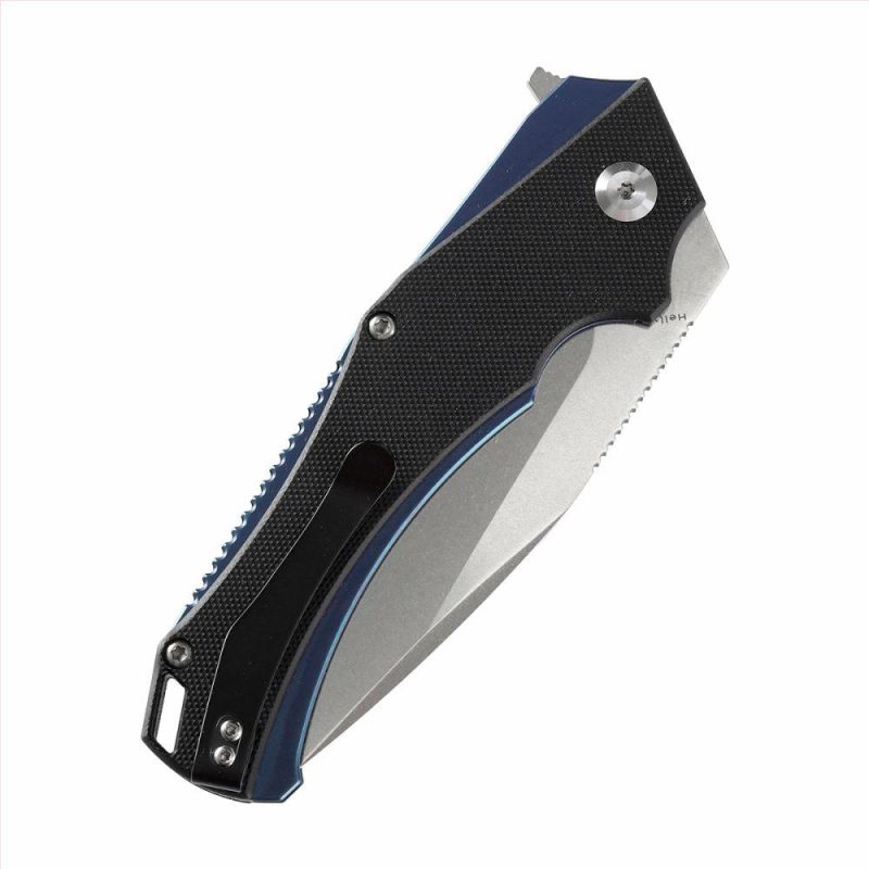 Hellx Tacitical Utility Pocket Knife with Stonewashed D2 Blade Black G10 Handle – T1008A1 Black | Folding Pocket Knives