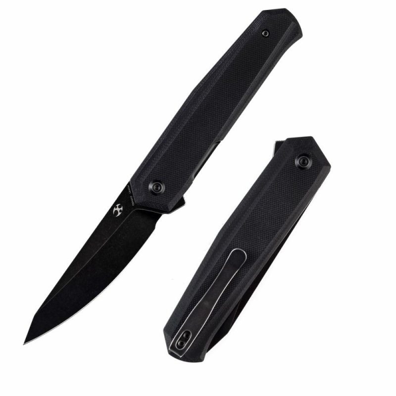 Integra Flipper Knife Black G10 Handle (3.63”154CM Blade) JK Knives-T1042A2 Black | Folding Pocket Knives