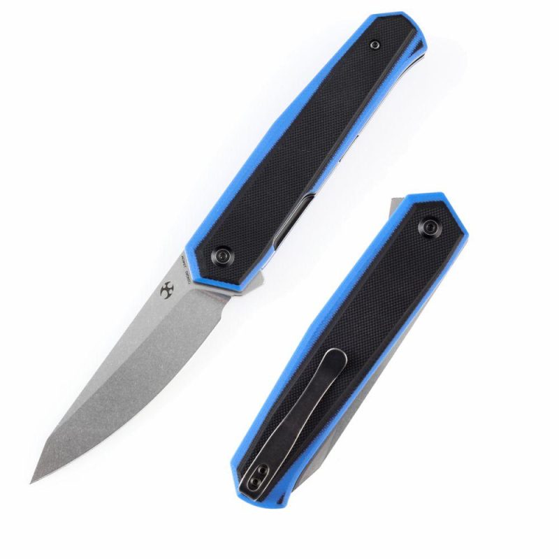 Integra Flipper Knife Blue & Black G10 Handle (3.63”154CM Blade) JK Knives-T1042A1 Blue & Black | Folding Pocket Knives