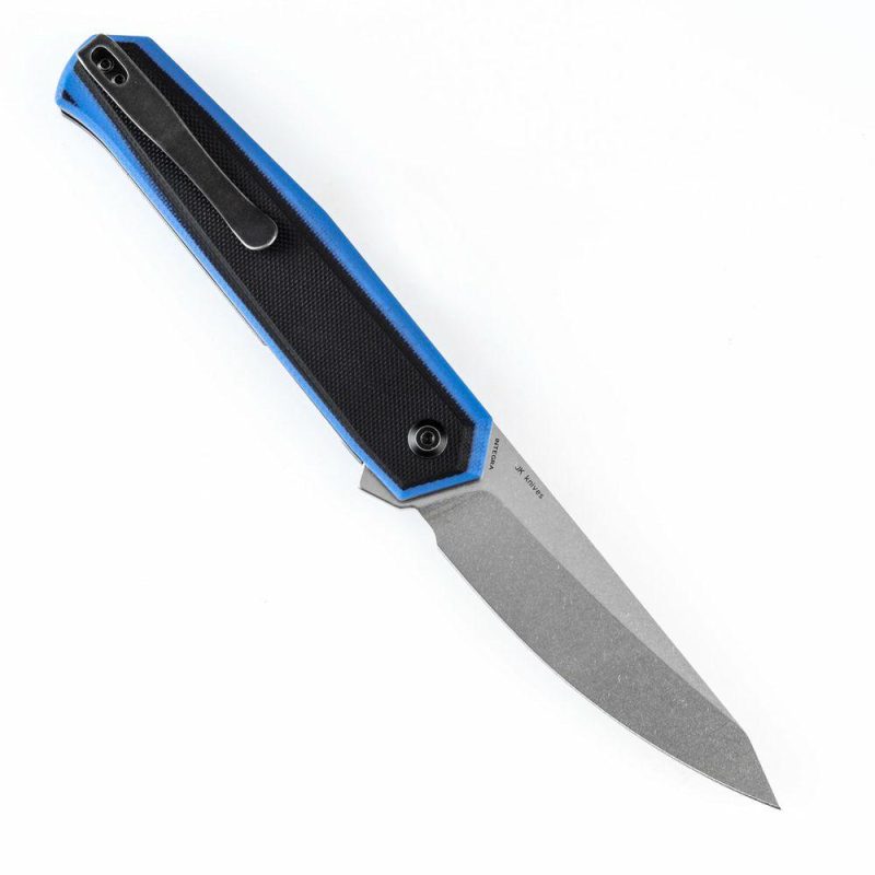 Integra Flipper Knife Blue & Black G10 Handle (3.63”154CM Blade) JK Knives-T1042A1 Blue & Black | Folding Pocket Knives