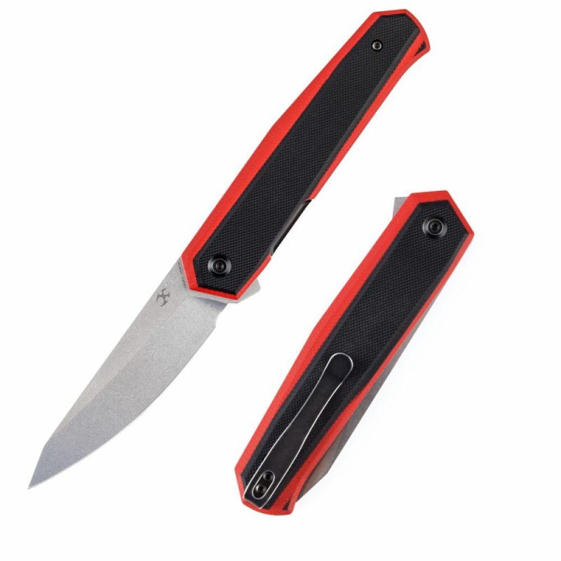 Integra Flipper KnifeRed & Black G10 Handle (3.63”154CM Blade) JK Knives-T1042A3 Red & Black | Folding Pocket Knives