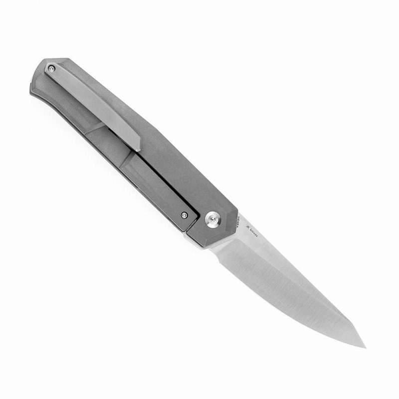 Integra K1042A1 Satin M390 Silicon Carbided Titanium Designed by JK Knives Gray | Folding Pocket Knives