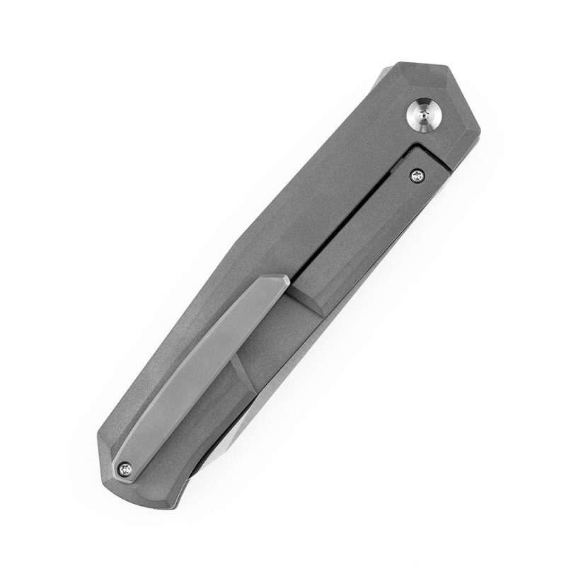 Integra K1042A1 Satin M390 Silicon Carbided Titanium Designed by JK Knives Gray | Folding Pocket Knives