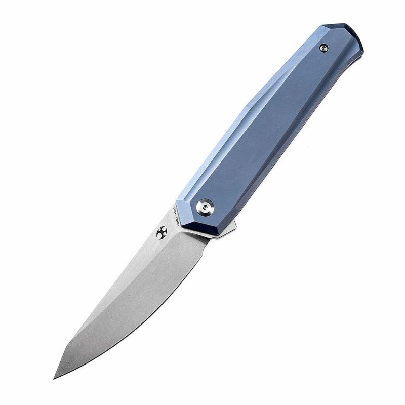 Integra K1042A3 Stonewashed M390 Blue Anodized Titanium Designed by JK Knives Bronze | Folding Pocket Knives