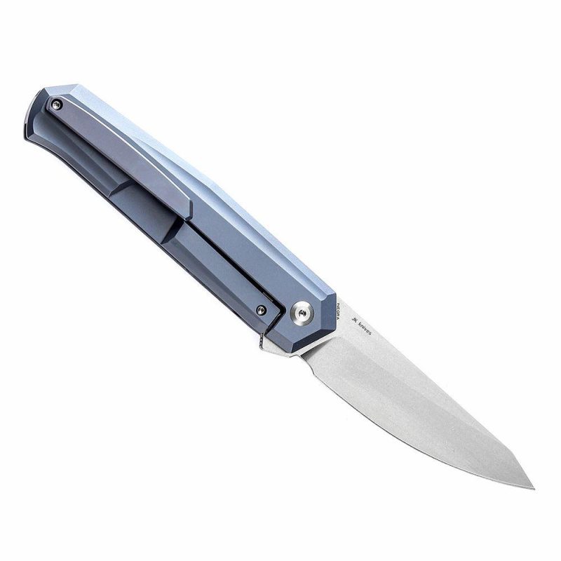 Integra K1042A3 Stonewashed M390 Blue Anodized Titanium Designed by JK Knives Bronze | Folding Pocket Knives