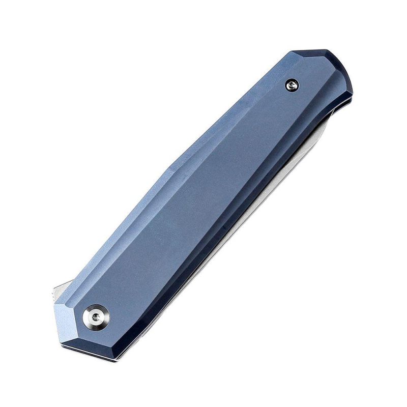 Integra K1042A3 Stonewashed M390 Blue Anodized Titanium Designed by JK Knives Bronze | Folding Pocket Knives