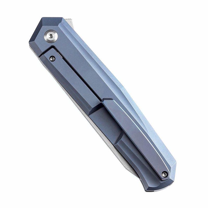 Integra K1042A3 Stonewashed M390 Blue Anodized Titanium Designed by JK Knives Bronze | Folding Pocket Knives