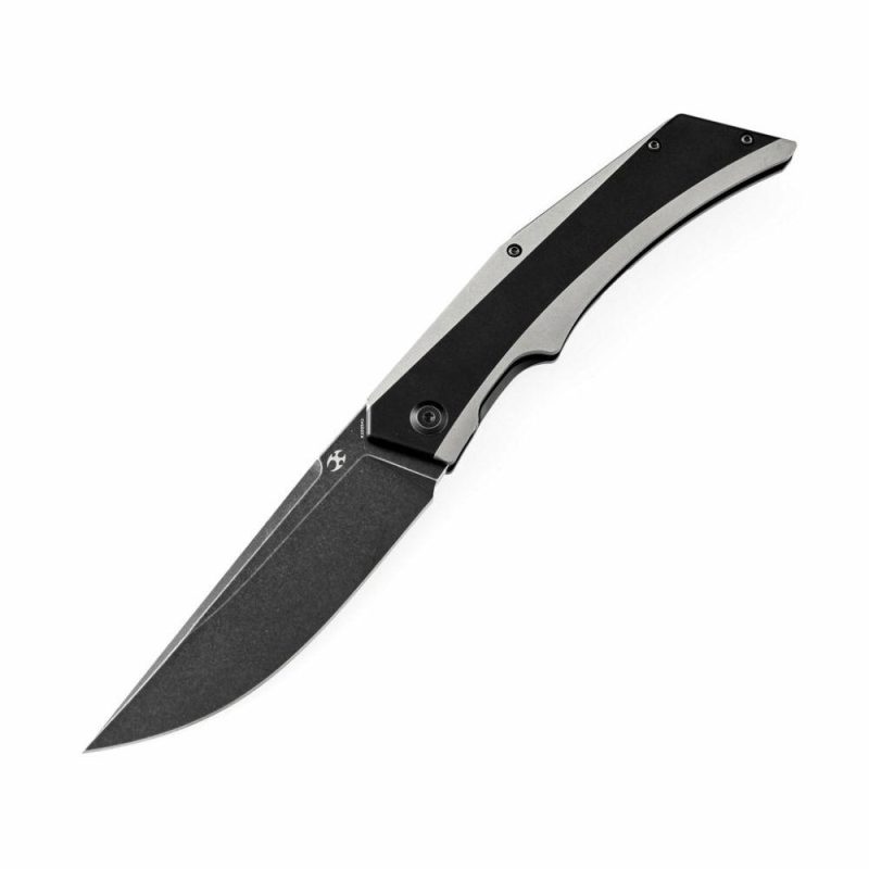 Knife Naska K1035A1 Black Stonewashed CPM-S35VN Blade Black Anodized and Plain Titanium Handle with APK Designs | Folding Pocket Knives