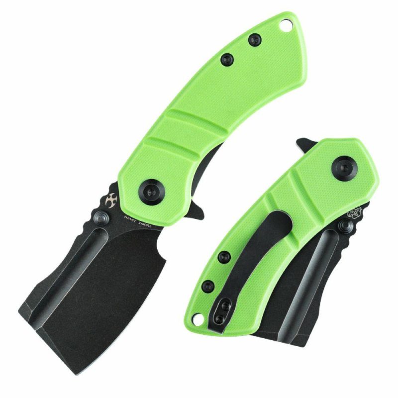 Korvid M Thumb Studs/Flipper Knife Grass Green G10 Handle (2.45’‘ Black 154CM Blade ) Koch Tools Design-T2030A8 Grass Green | Folding Pocket Knives