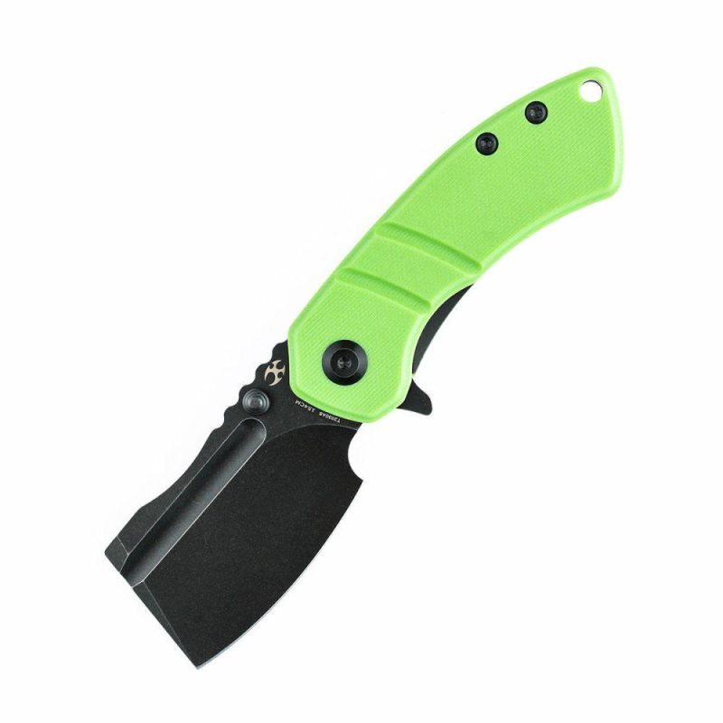 Korvid M Thumb Studs/Flipper Knife Grass Green G10 Handle (2.45’‘ Black 154CM Blade ) Koch Tools Design-T2030A8 Grass Green | Folding Pocket Knives