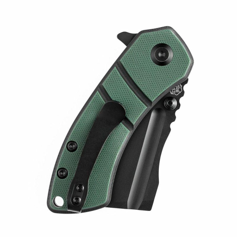 Korvid M Thumb Studs/Flipper Knife Green and Black G10 Handle (2.45’‘154CM Blade ) Koch Tools Design-T2030A1 Green And Black | Folding Pocket Knives