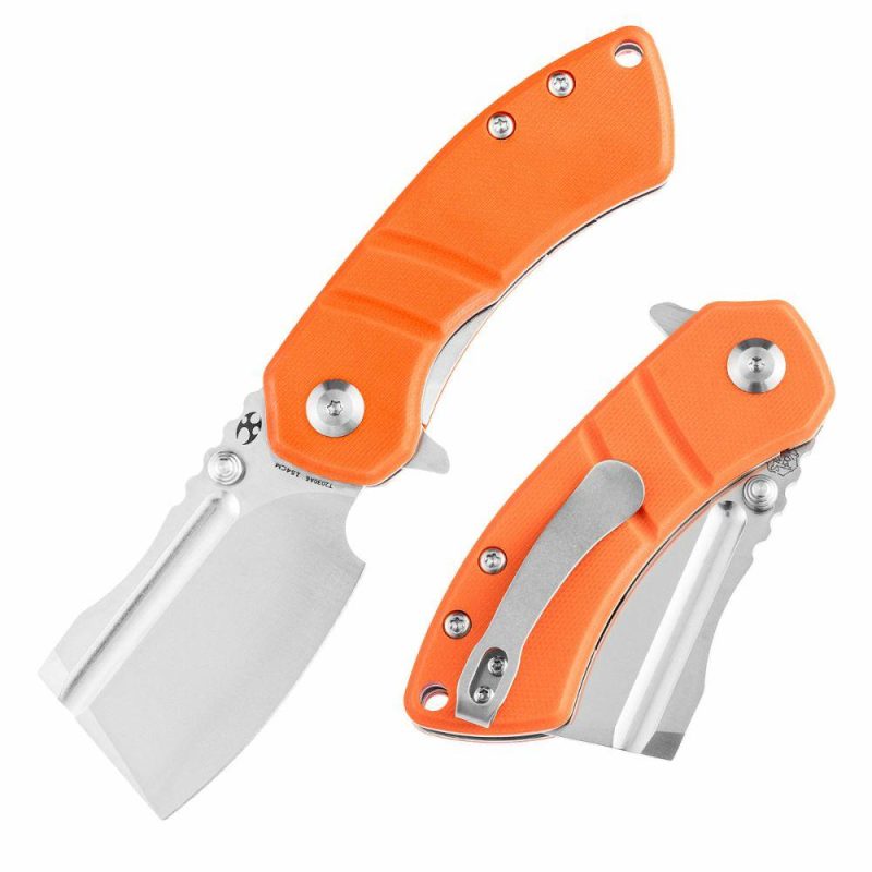 Korvid M Thumb Studs/Flipper Knife Orange G10 Handle (2.45’‘ 154CM Blade ) Koch Tools Design-T2030A6 Orange | Folding Pocket Knives