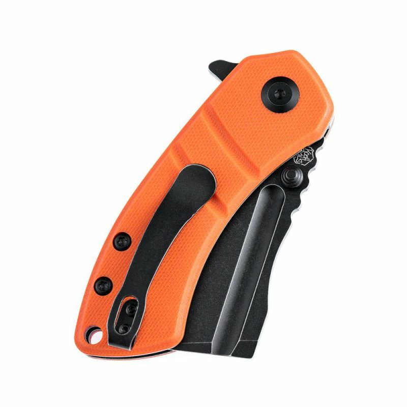 Korvid M Thumb Studs/Flipper Knife Orange G10 Handle (2.45’‘ Black 154CM Blade ) Koch Tools Design-T2030A7 Orange | Folding Pocket Knives