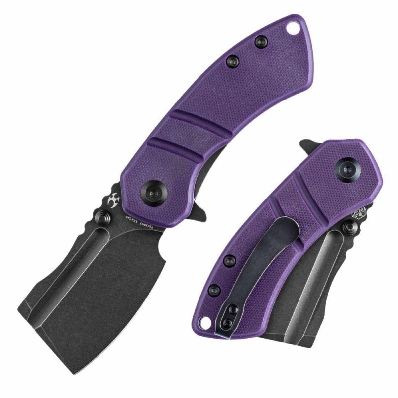 Korvid M Thumb Studs/Flipper Knife Purple G10 Handle (2.45’‘ 154CM Blade ) Koch Tools Design-T2030A3 Purple | Folding Pocket Knives