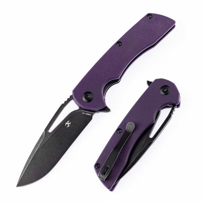 Kryo FlipperBlade Purple G10 Handle(Black Coating D2 Blade) with Kim Ning Design-T1001B3 Purple | Folding Pocket Knives