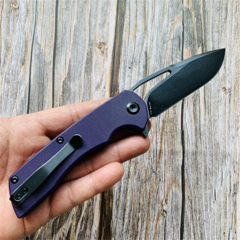 Kryo FlipperBlade Purple G10 Handle(Black Coating D2 Blade) with Kim Ning Design-T1001B3 Purple | Folding Pocket Knives