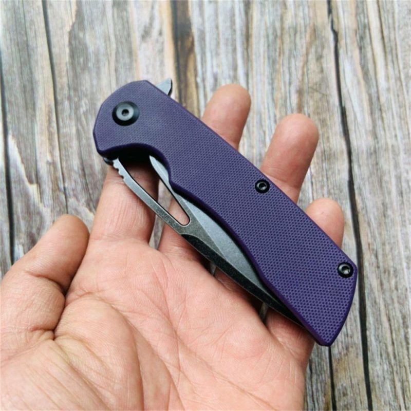 Kryo FlipperBlade Purple G10 Handle(Black Coating D2 Blade) with Kim Ning Design-T1001B3 Purple | Folding Pocket Knives