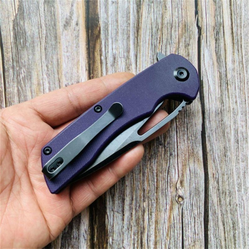 Kryo FlipperBlade Purple G10 Handle(Black Coating D2 Blade) with Kim Ning Design-T1001B3 Purple | Folding Pocket Knives