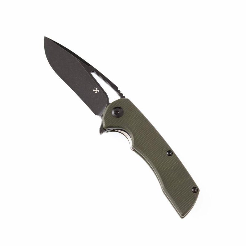 Kryo T1001A4 D2 Blade Dark Green Micarta Handle with Kim Ning Design Green | Folding Pocket Knives