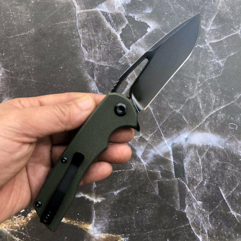 Kryo T1001A4 D2 Blade Dark Green Micarta Handle with Kim Ning Design Green | Folding Pocket Knives