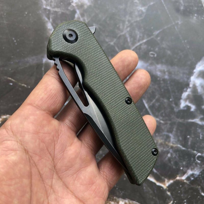 Kryo T1001A4 D2 Blade Dark Green Micarta Handle with Kim Ning Design Green | Folding Pocket Knives