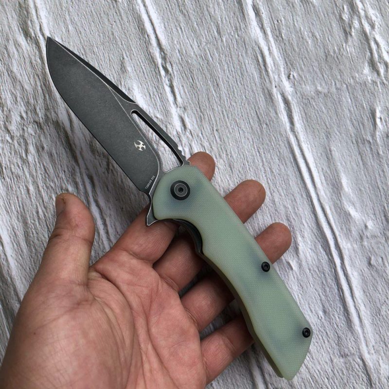 Kryo T1001A5 D2 Blade Jade G10 Handle with Kim Ning Design Jade | Folding Pocket Knives