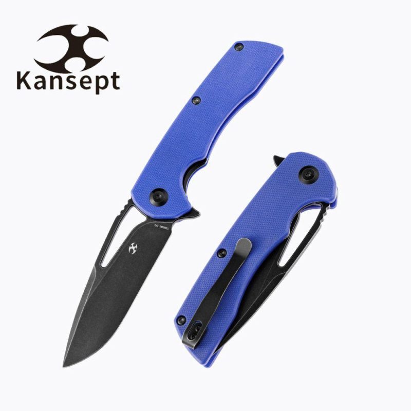 Kryo T1001B2 Black Coating D2 Blade Blue G10 Handle with Kim Ning Design Blue | Folding Pocket Knives