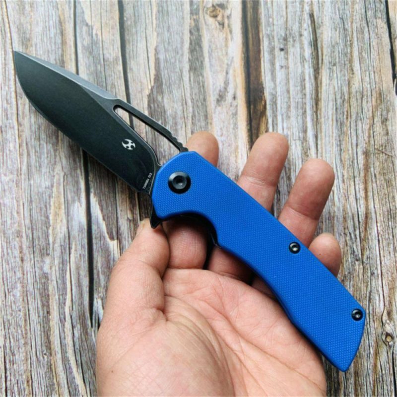 Kryo T1001B2 Black Coating D2 Blade Blue G10 Handle with Kim Ning Design Blue | Folding Pocket Knives