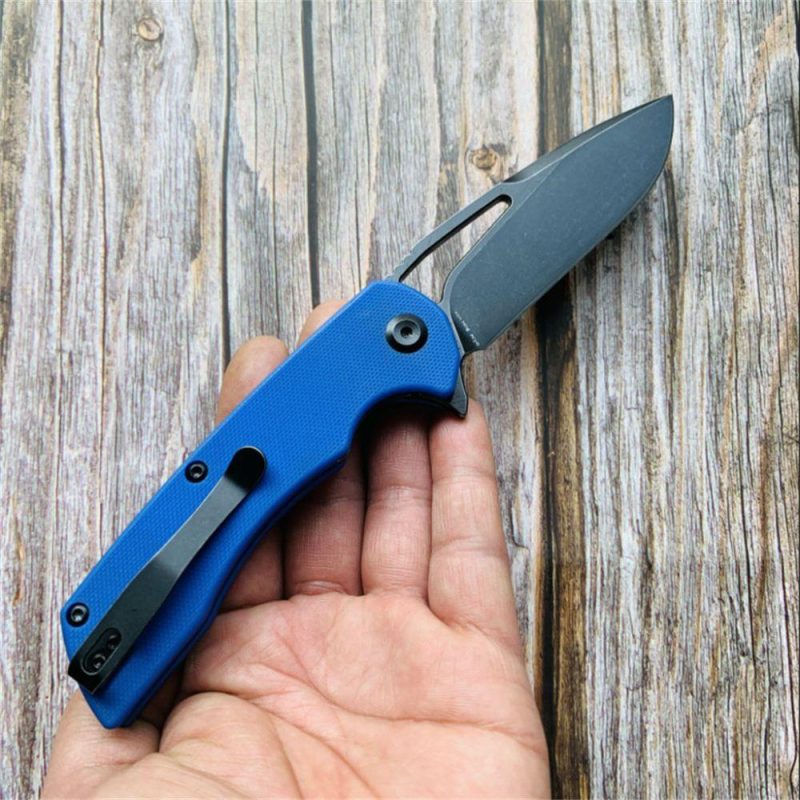 Kryo T1001B2 Black Coating D2 Blade Blue G10 Handle with Kim Ning Design Blue | Folding Pocket Knives