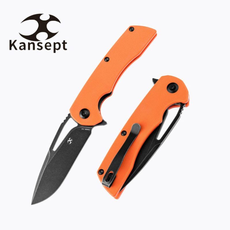 Kryo T1001B4 Black Coating D2 Blade Orange G10 Handle with Kim Ning Design Orange | Folding Pocket Knives