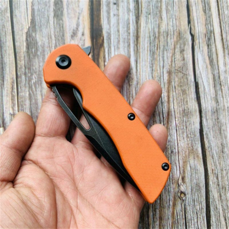 Kryo T1001B4 Black Coating D2 Blade Orange G10 Handle with Kim Ning Design Orange | Folding Pocket Knives