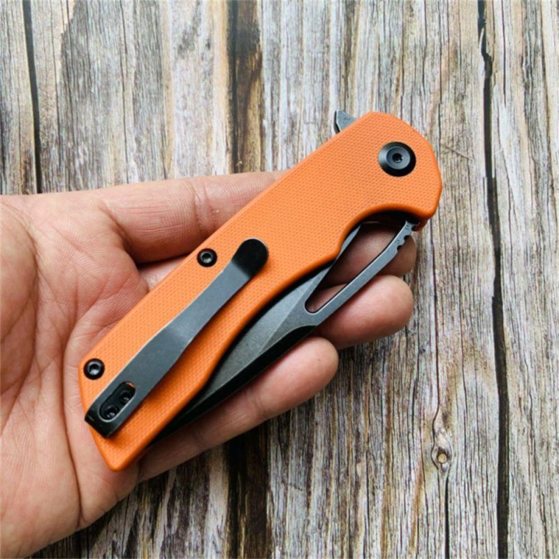 Kryo T1001B4 Black Coating D2 Blade Orange G10 Handle with Kim Ning Design Orange | Folding Pocket Knives