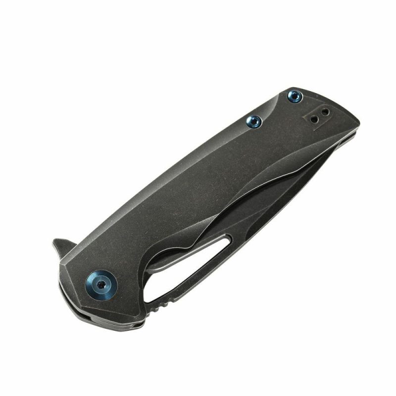 KRYO Thumb Hole Black Titanium Handle (3.58" CPM S35VN Blade) Kim Ning Design-K1001A2 Black | Folding Pocket Knives