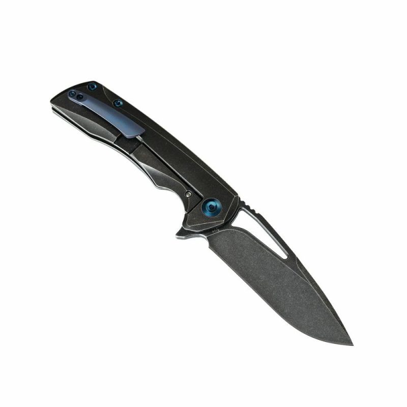 KRYO Thumb Hole Black Titanium Handle (3.58" CPM S35VN Blade) Kim Ning Design-K1001A2 Black | Folding Pocket Knives