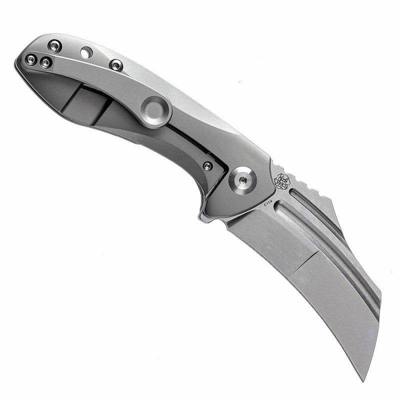 KTC3 Flipper Knife Bead Blasted Titanium Handle (2.69” CPM-S35VN Blade) Koch Tools Design-K1031A2 | Folding Pocket Knives