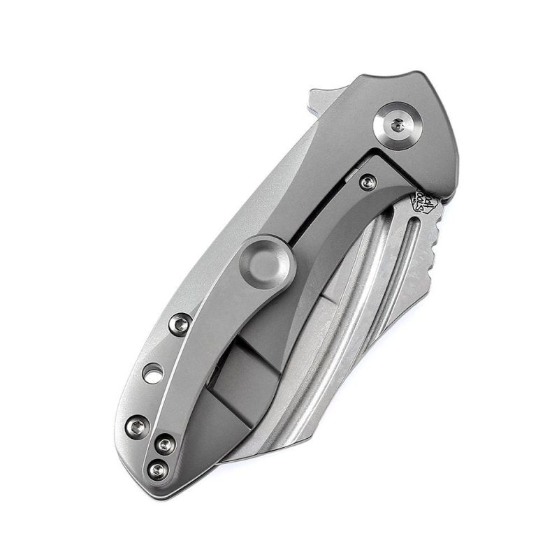 KTC3 Flipper Knife Bead Blasted Titanium Handle (2.69” CPM-S35VN Blade) Koch Tools Design-K1031A2 | Folding Pocket Knives