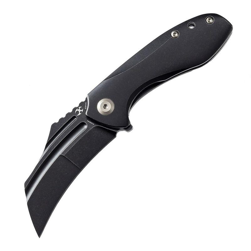 KTC3 Flipper Knife Black Titanium Handle (2.69” CPM-S35VN Blade) Koch Tools Design-K1031A1 | Folding Pocket Knives