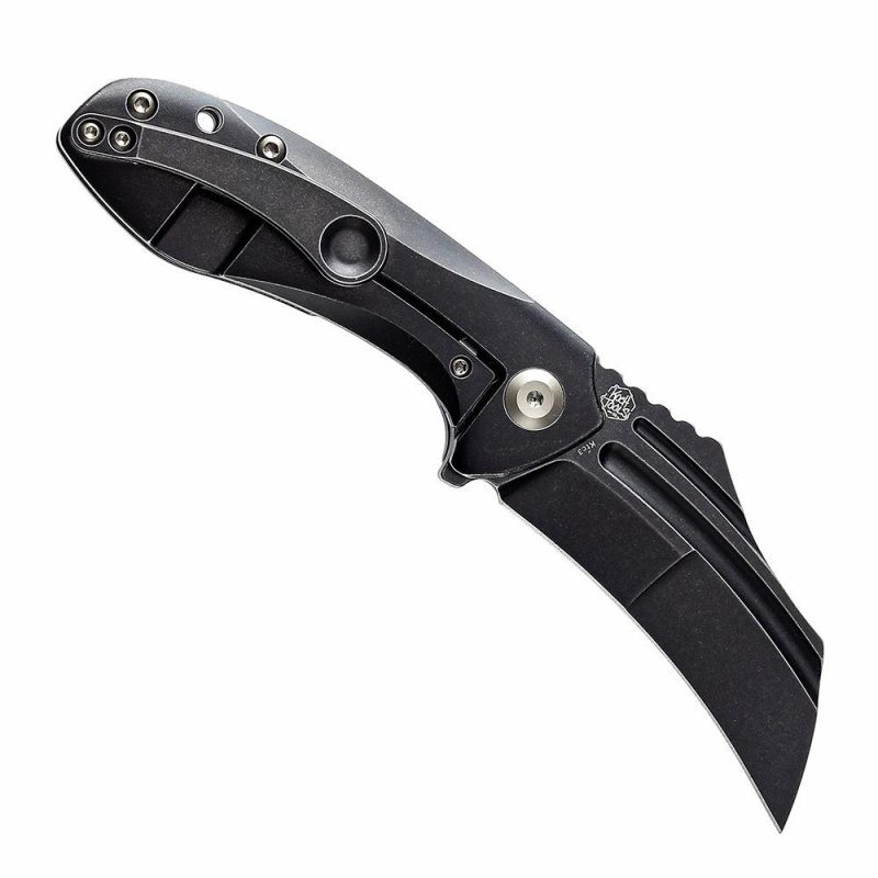 KTC3 Flipper Knife Black Titanium Handle (2.69” CPM-S35VN Blade) Koch Tools Design-K1031A1 | Folding Pocket Knives