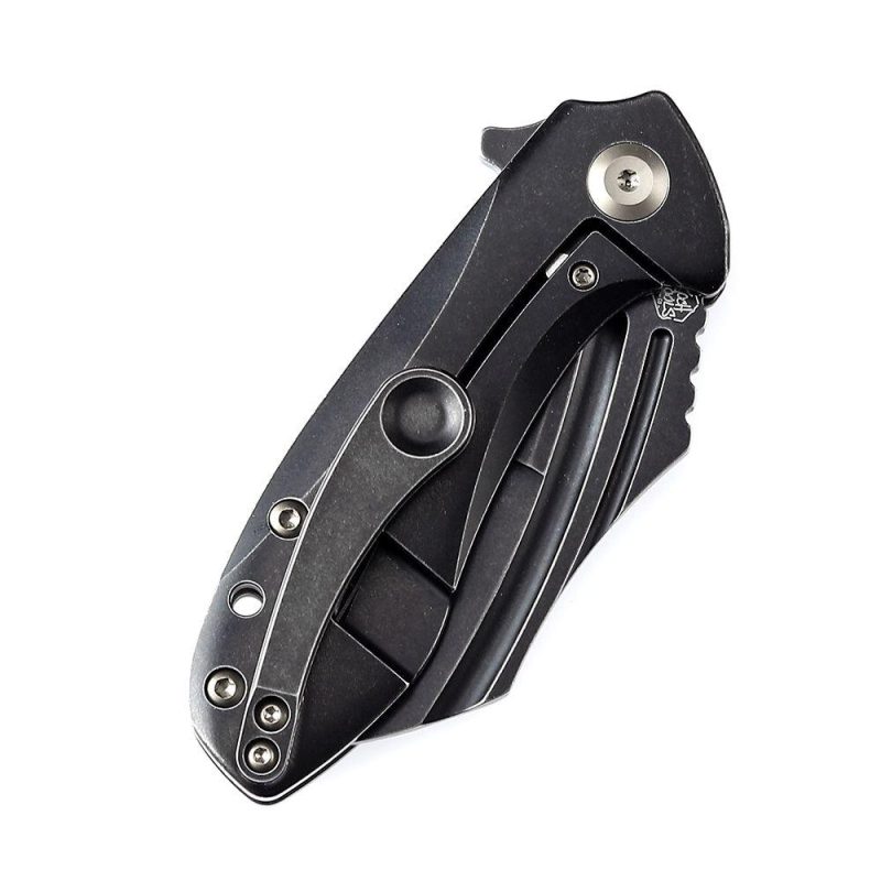 KTC3 Flipper Knife Black Titanium Handle (2.69” CPM-S35VN Blade) Koch Tools Design-K1031A1 | Folding Pocket Knives