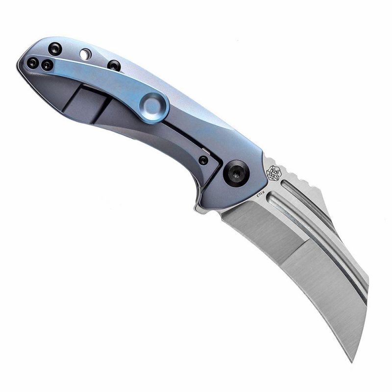 KTC3 Flipper Knife Blue Titanium Handle (2.69” CPM-S35VN Blade) Koch Tools Design-K1031A3 | Folding Pocket Knives