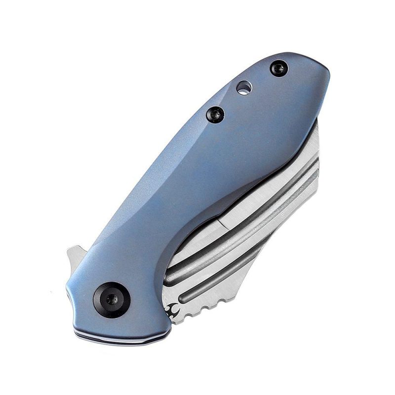 KTC3 Flipper Knife Blue Titanium Handle (2.69” CPM-S35VN Blade) Koch Tools Design-K1031A3 | Folding Pocket Knives