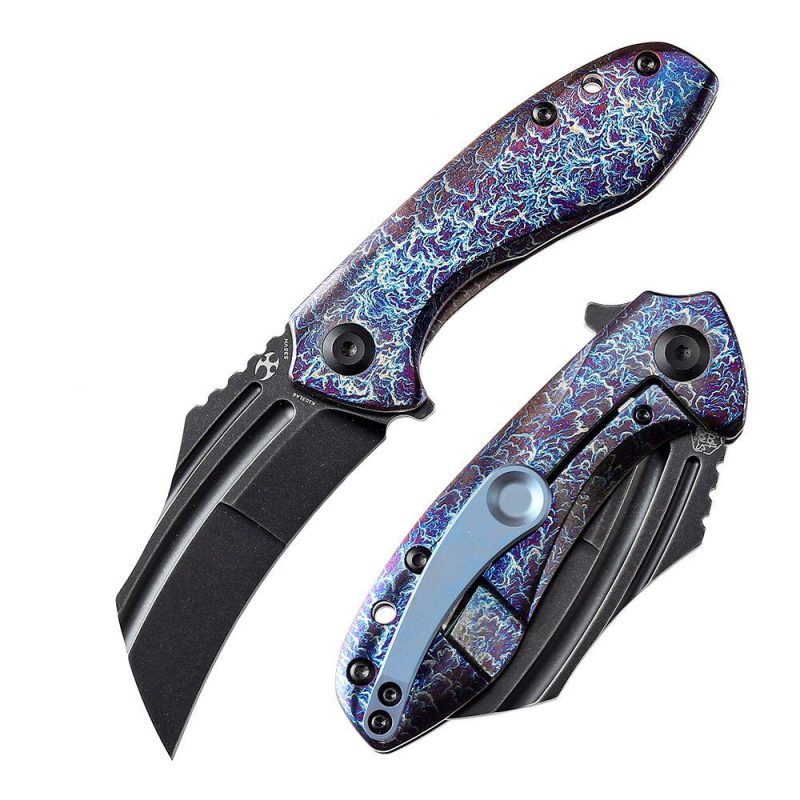 KTC3 K1031A6 Black Stonewashed CPM-S35VN Lightning Strike Anodized Titanium Handle with Koch Tools Design | Folding Pocket Knives