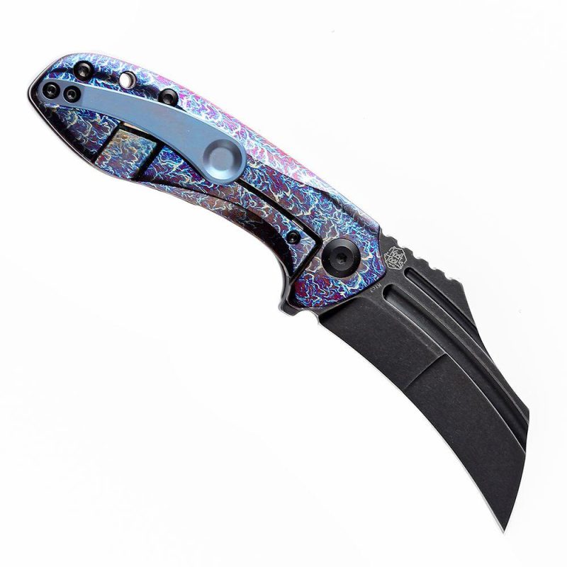 KTC3 K1031A6 Black Stonewashed CPM-S35VN Lightning Strike Anodized Titanium Handle with Koch Tools Design | Folding Pocket Knives