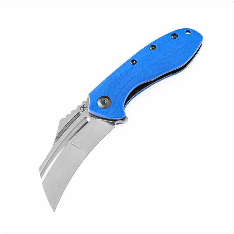 KTC3 T1031A3 Stonewashed 154CM Blade Dark Blue G10 Handle with Koch Tools Design | Folding Pocket Knives