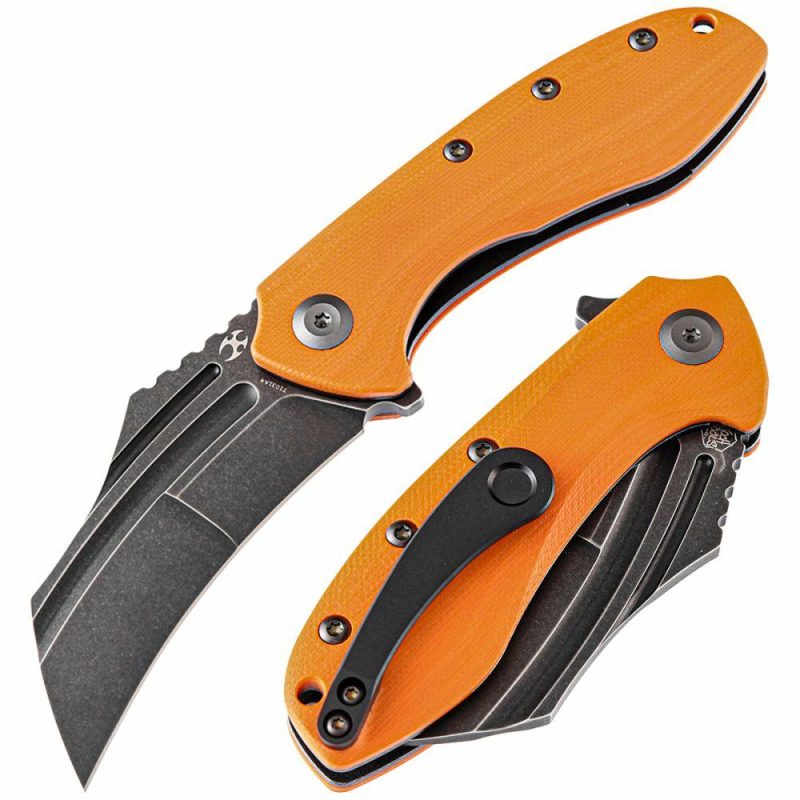 KTC3 T1031A4 Black TiCn Coated 154CM Blade Orange G10 Handle with Koch Tools Design | Folding Pocket Knives